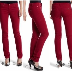 White House Black Market "Feel Beautiful" Bright Red Slim Leg Jeans, 2R
